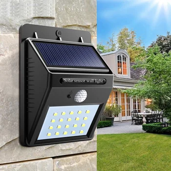 Rezistent la apa 20 LED-uri Lumini Solare Senzor de Mișcare de Perete de Lumină în aer liber, Grădină, Curte Lampa