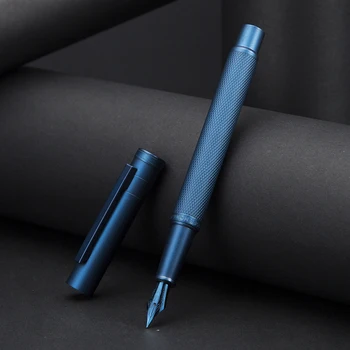 Noi Albastru Inchis Pădure Metal Stilou Albastru Peniță EF/F/Îndoit Copac Frumos Textura Excelent Scris de Birou de Afaceri Pen