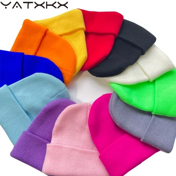 [YaTxKx] Iarna Copii Tricotate Pălărie De Primavara Toamna Băieți Fete Cap Căciuli Hat Pentru Barbati Unisex Cald De Exterior Culoare Solidă Copil Capac