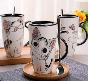 Gratuit shipping600ml Creative Pisica cana Ceramica Pisica Drăguț cani Ceramica Cu Capac Cafea Ceai Lapte Cani Cadouri inedite