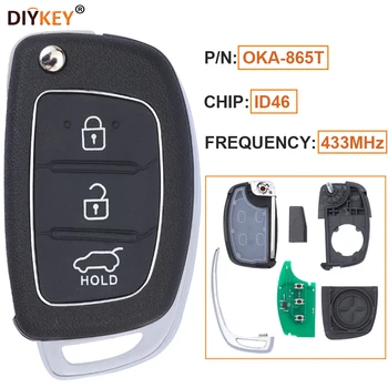 DIYKEY P/N: OKA-865T 433MHz 3 Butoane Flip de la Distanță Cheie Fob Cip ID46 pentru Hyundai Elantra 2014 2015 2016