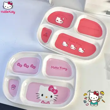 Sanrio Hello Kitty Kawaii Placa Anime de uz Casnic Alimente Complementare fel de Mâncare de Desene animate Periferice copil Drăguț Anti Drop Melamină Tacamuri