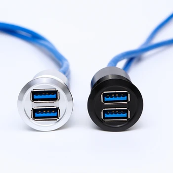 25mm USB conector soclu panou de metal montat dublu conector USB/USB soclu cu extinderea cablu(60cm,150cm,200cm)
