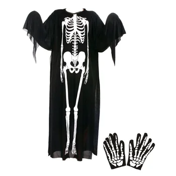 Fantoma De Halloween Halate Costume Cosplay Craniu Schelet Costume Înfricoșătoare Mască, Mănuși Pentru Copii Adult Petrecere De Carnaval Mantie