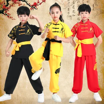 Copiii Tradițională Chineză Wushu Kung Fu Set Haine Copii Performanță Etapă De Arte Marțiale Uniformă Tai Chi Costum De Uniformă