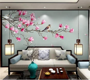 wellyu Personalizate 3d tapet modern, minimalist nou Chinezesc mână-pictat flori și păsări magnolie floare tapet de fundal