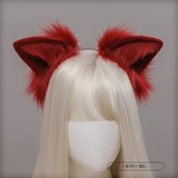 Fete De Animale Roșie Lupul Vulpea Cu Urechi De Pisică De Pluș Cerc Păr Lolita Minunat Lucrate Manual Petrecere Frizură Cosplay Anime Petrecerea Kawaii Accesorii