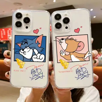Desene animate J-Jerry Pisica Mouse-ul T-Toms Telefon Caz Pentru iphone 14 Plus 13 12 11 Pro Max Mini X XS XR Moale Capac Transparent
