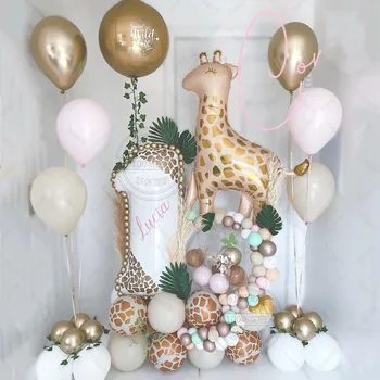 54pcs Aur Giraffe Animal Baloane Folie Ghirlanda Arc Trusa Pentru Petrecere de Aniversare pentru Copii Decoruri Vârstă 1-9 Copil de Dus Aer Globos Consumabile