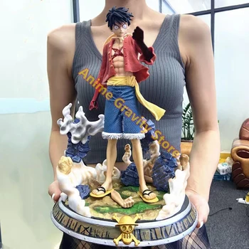 Una Bucata Figura 36cm GK Luffy Santoryu Roronoa Zoro PVC Anime Figura de Acțiune de Colectare Statuie Model de Jucarie pentru Copii Cadouri