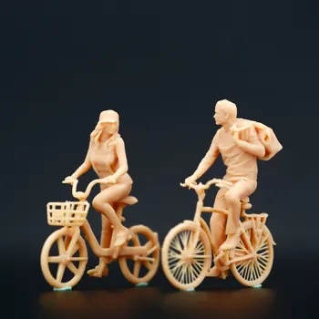 1:87 1/64 2 Persoane Ciclism Bărbați Femei Relaxare Bucată Model În Miniatură 1/43 Nevoie Pentru A Fi Colorate De Tine