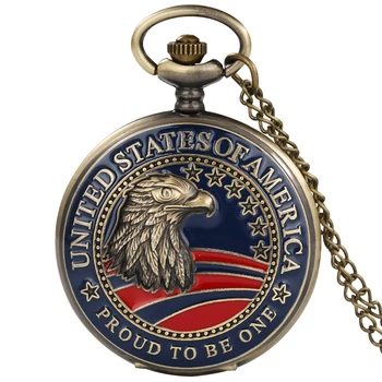 Mândru de a fi Una Statele Unite ale Americii Eagle Model de Lanț Colier Cuarț Ceas de Buzunar Pandantiv Bijuterii Cadouri pentru Americani