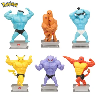 18cm Pokemon figura Culturism GK Pikachu Bulbasaur Gengar Charmander musculare Statuie Figurina Toy Colectia de decoratiuni de masă