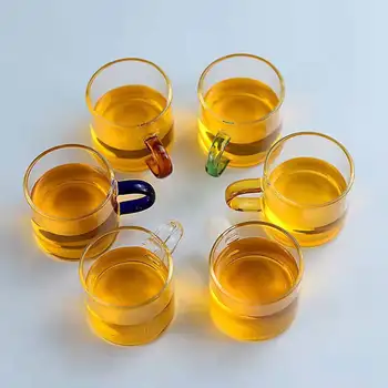 100ml rezistente la Căldură de sticlă mică ceașcă de ceai de culoare ocupe de ceai ceașcă de ceai Kung Fu set gros de sticlă rezistente la căldură ceașcă de ceai castron