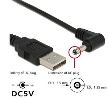 90 Unghi PC USB de sex Masculin la 5V DC 3.5 mm x 1,35 mm Baril Conector Cablu de Alimentare cablu adaptor