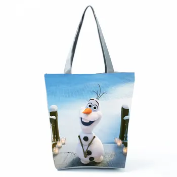 Disney Frozen Olaf Tipărite Geantă De Mână De Călătorie Femei Capacitate Mare De Cumpărături Refolosibile Sac De Desen Animat Om De Zăpadă Geanta De Umar Model Personalizat