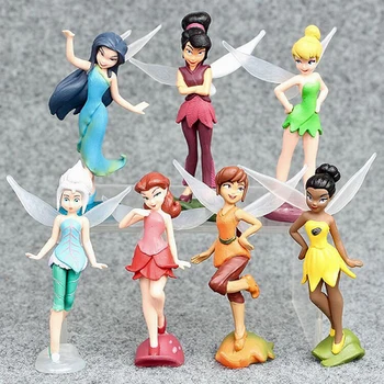 7Pcs/Set Disney Tinker Bell Desene animate Printesa 10Cm Mini Papusa de Acțiune Figura Anime Mini Colecție de Figurine Model de Jucărie pentru Copii