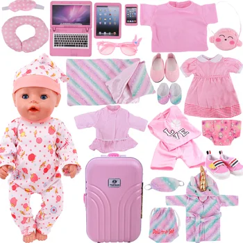 Roz Papusa Haine Pijamale Sac de Dormit/Pantofi/Valiza De 18Inch American Doll Fete 43Cm Renăscut Baby Dolls Accesorii de Jucarie pentru Copii