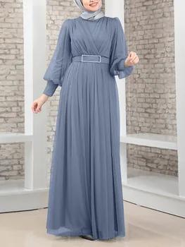 ZANZEA Musulman Caftan Abaya Dubai Femei Rochie mâneci O-Neck Solid Maxi Vestido de Moda Casual, Liber de Vacanță Simplă Haină Lungă