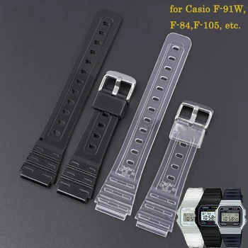 18mm Ceas Trupa de Înlocuire Pentru Casio F91W F84 F105/108 A158/168 AE1200/1300 Watchbands rezistent la apa Curea Silicon