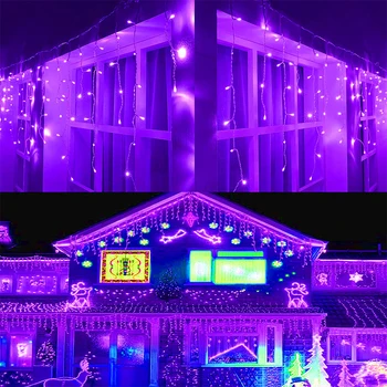 Ghirlandă Perdea cu LED-uri Zână Șir de Lumini de Crăciun de Decorare Sloi de gheață Feston în aer liber pentru Acasă Nunta Holiday Garden Street Decor