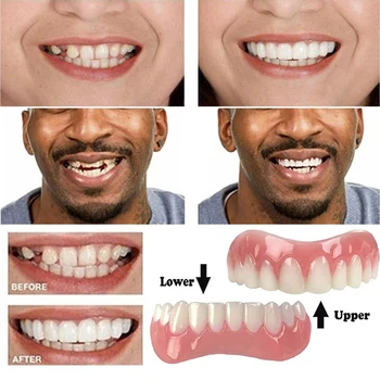 Dinti falsi de Silicon Superioare Inferioare Fatetele Perfect Râde Fatetele Proteze Pastă de Dinți Falși Bretele pentru Dinte Igienă Orală Instrumente