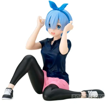 Anime Re:Viața într-o Lume Diferită De Zero Rem Figura 14cm PVC Postură Ședință de Sport Purta Modelul Jucării Păpușă de Colecție Cadou