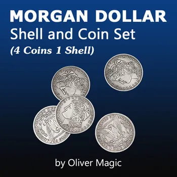 Morgan Dollar Coajă și Monedă Set (4 Monede de 1 Shell) de Oliver Magie Truc de Aproape Magic Recuzita Monedă Magie Magician Iluzii