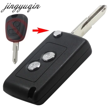 jingyuqin Modificat de 2 Butoane de Pliere Cheie de la Distanță Caz Pentru Peugeot 206 207 306 406 Citroen Auto Flip-Cheie Shell Fob Înlocuire