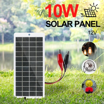 10W Încărcător de Baterie cu Carabină 12V Solar Baterie Polisiliciu Încărcător Solar Placa Portabil pentru Exterior Lampă Pompa