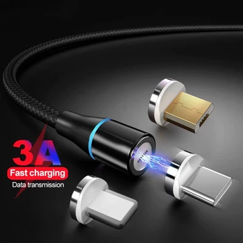 3A Magnetic Cablu de Încărcare Rapidă pentru iPhone 11XR 6S Samsung Huawei Telefon Mobil Android 1M 2M Cablu USB de Tip C Date de Sârmă