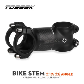 TOSEEK Carbon+Aliaj 17/6 Grade Drum de munte MTB Biciclete Stem Rack de biciclete Stem Ciclism Părți 31.8 x 50/60/70/80/90/100/110/120mm