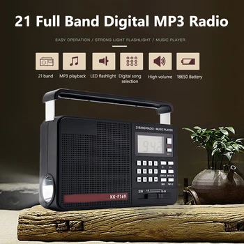 AM FM SW MP3 Player de Muzică Digital Display 21 Full Band Receptor Radio Difuzor LED Puternic Lanterna USB de Încărcare Suport TF Card