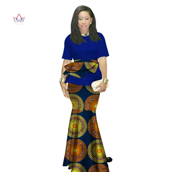 2022 Vară din Africa de Îmbrăcăminte Tradițională, O-neck Africa de Îmbrăcăminte Pentru Femei Fusta Print Set Africane Haine de Bumbac Volane WY1413
