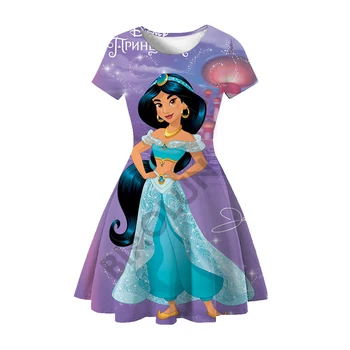 Disney Lampă de Aladdin Fete Frumoase Rochii de Printesa Jasmine de Imprimare 3D Magic Covor de Zbor Copii Rochie de Vara Haine de Moda