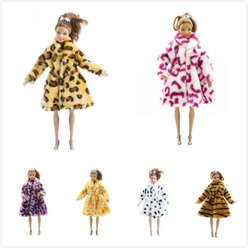 1 Set Multicolor Papusa Haine cu Maneca Lunga Moale Haină de Blană pentru Barbie 1/6 Iarna Rochie Casual de Îmbrăcăminte Papusa Accesorii Copii Jucarii