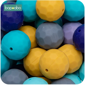 Bopoobo 100pc Silicon Colorat Dentitie Margele cu multiple Fațete Pentru Dentitie Buna Teether Șirag de mărgele DIY Colier Rozătoare BPA Free