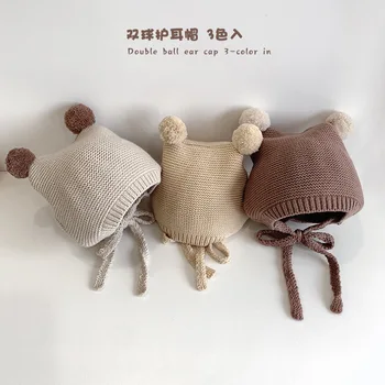 2-24 Luni, Copilul Pălărie Stil Coreean Infant Toddler Pălărie Tricotate Copii Fete Copii Fete Fetale Capace Copii Mici Și Drăguțe, Pom Pom Hat