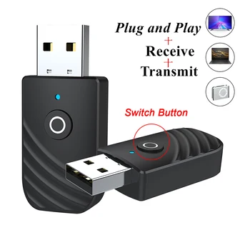 3in1 USB Bluetooth-compatibil 5.0 Audio Transmițător Receptor Audio compatibil Bluetooth Wireless Adaptor USB cu Jack de 3,5 mm