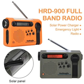 HRD900 Multifunctional Portabil Full Band Solare Alimentat AM/FM Radio Vreme Urgență Lanterna LED-uri Lampă de Putere pentru Exterior Tabără