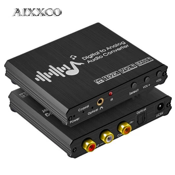 AIXXCO 192kHz Digital la Analogic Convertor Audio Bass și Volum de Control de la Distanță de 3,5 mm jack pentru căști Convertor DAC cu Cablu Optic