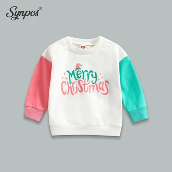 Synpos Toamna Bumbac Crăciun Dulce Hanorac Fete Copii Solid Culori Contrastante Jachete Îmbrăcăminte Pentru Copii 6-36 Luni