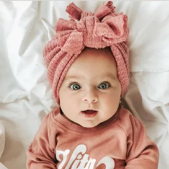 2022 Primavara-Vara Baby Hat Turban Arcuri Drăguț Pentru Copii Tricotate Fata Pălării Beanie Nou-Născut Moale De Bumbac Culoare Solidă Pentru Sugari Copii De Iarnă