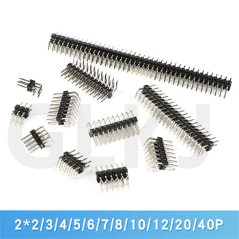 2.54 mm, Rând Dublu de 90 de Grade Unghiul de Îndoire Ac 2P/4P/6P/8P/10P/20P/40P Masculin Pin Header Conector Cupru