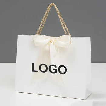 5 Pc-uri Personalizate Logo-ul de ziua îndrăgostiților cadouri ambalarea sac alb de nunta papion de lux geanta pentru mici afaceri geanta personization