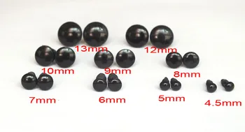 En-gros 100buc/lot Negru Rotund PLAT Siguranță Ochii Păpușă de Plastic Ochii 4.5 mm-13mm