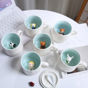 2021 Creative 3D Animal Ceramice cana Cana Cana de Cafea de Desene animate Drăguț de Crăciun cana Cana