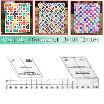60 De Grade Double Diamond Riglă Transparentă De Cusut, Quilting Si Patchwork Ambarcațiuni Conducător Scară Acrilice Mozaic Șablon Instrumente De Cusut
