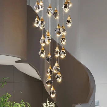 cub de cristal candelabru led-uri de iluminat interior pentru casa scarii mansarda spirală lampă de agățat living sufragerie dormitor bucatarie decor