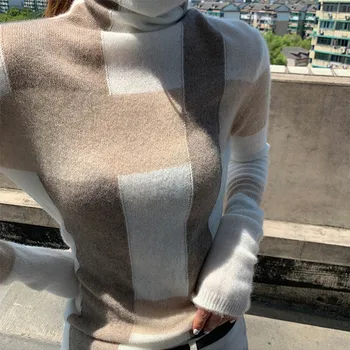 2022 produs Nou de înaltă gât pulover de cașmir femei pulover pulover Slim sexy cu mâneci lungi tricotate din lână bottom camasa regular